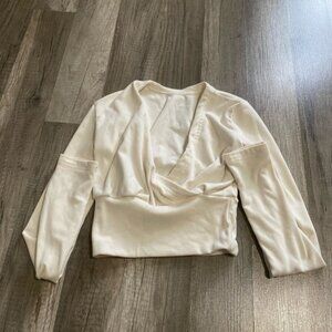 Cream Long Sleeve Wrap Top
